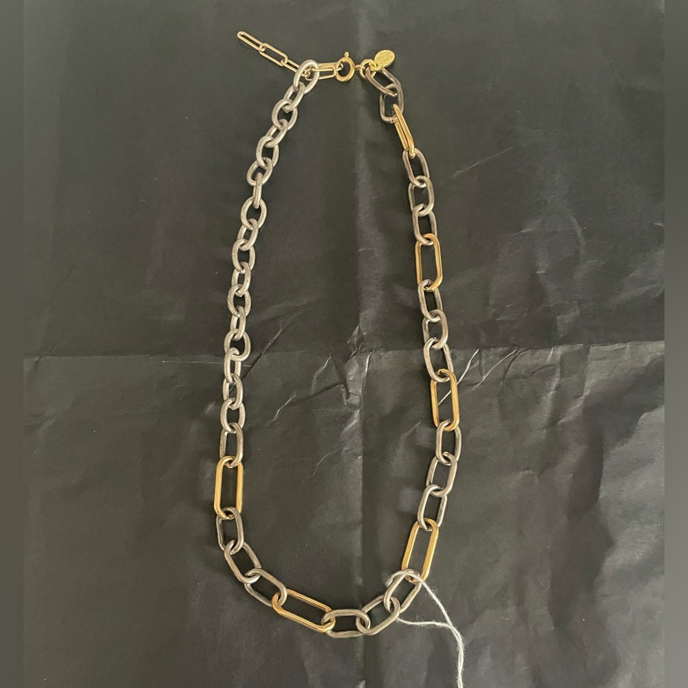 Shalla Wista Studio Mixed Metal Gold Gunmetal Chainlink Necklace NEW WITH TAGS